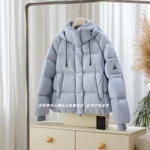 韩版 2025新款 宽松90%白鸭绒休闲面包服外套 连帽羽绒服女冬季 短款