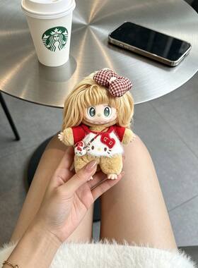 bubu新品娃衣复古理发店丝绒午后慵懒西岸可爱超萌红色kt毛衣套装