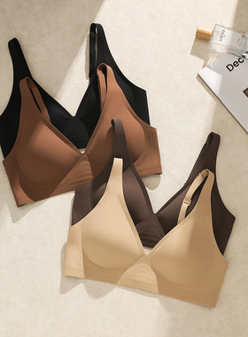 半固定杯果冻条软支撑无钢圈文胸小胸聚拢无痕内衣女wires bra