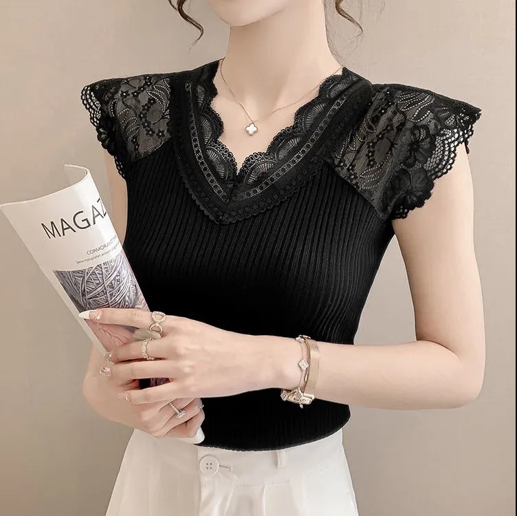 蕾丝内搭吊带背心女新款外穿大码百搭V领弹力修身打底衫T恤上衣
