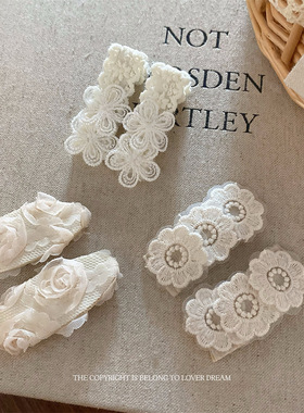 韩国ins新款白色蕾丝花朵鸭嘴夹发夹 甜美气质刘海夹侧边夹发饰女