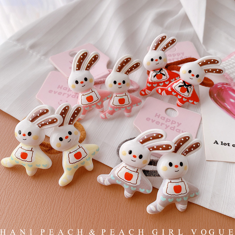 HD12143A025可爱波点小兔子发圈甜美少女儿童扎发橡皮筋头绳发饰