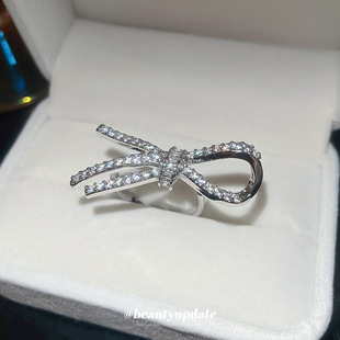 韩系ins锆石蝴蝶结开口戒指冷淡风优雅气质食指戒轻奢高级感手饰