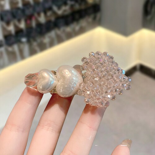 粉色爱心蝴蝶结珍珠发夹女甜美侧边刘海小夹子发卡高级感百搭时尚