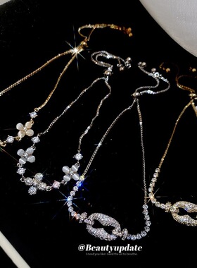 18k真金电镀锆石花朵手链精致甜美时尚气质手环轻奢高级感手饰女