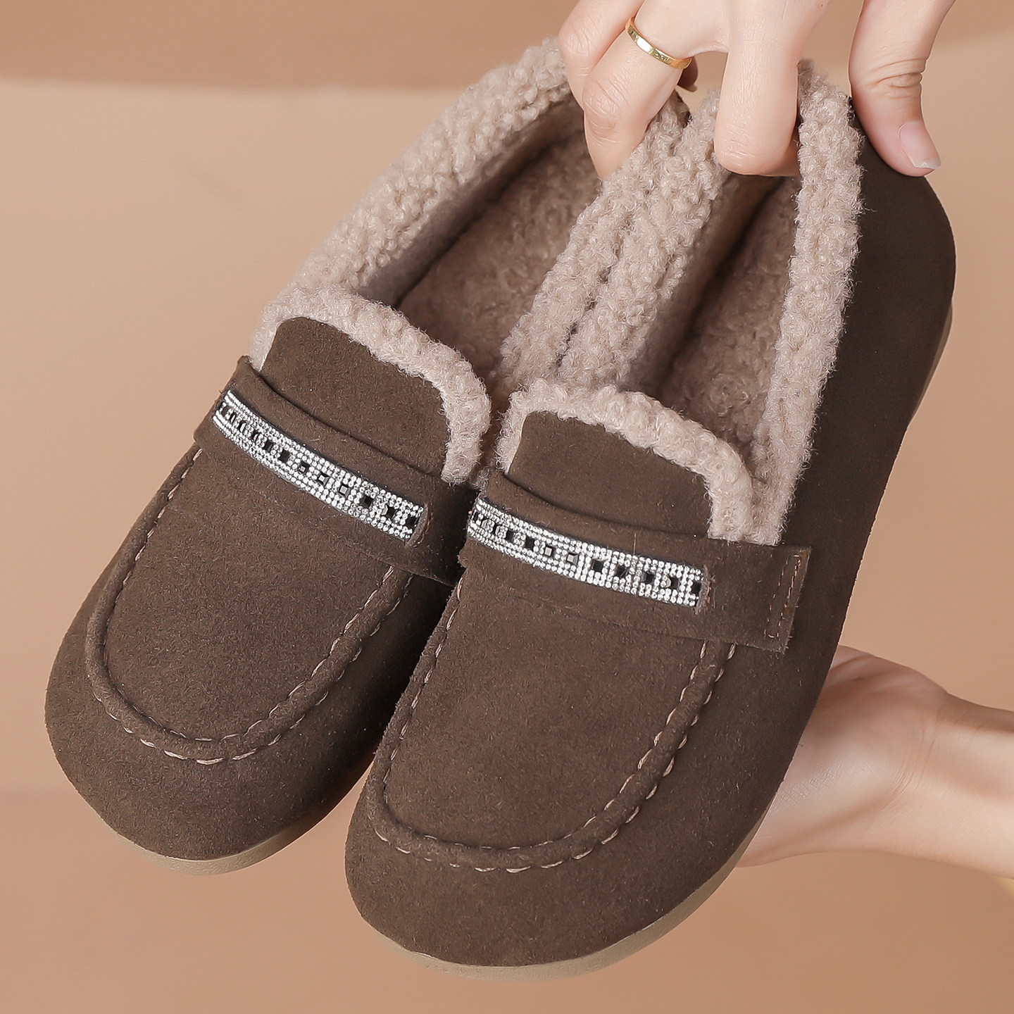 外穿毛毛鞋女加绒妈妈棉鞋冬季防滑软底保暖奶奶鞋平底休闲豆豆鞋,女鞋,乐福鞋（豆豆鞋）,淘宝优惠券,粉丝福利购,淘宝优惠卷