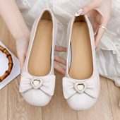 真皮浅口单鞋 低跟不累脚舒适软底妈妈鞋 春秋季 一脚蹬圆头女士皮鞋