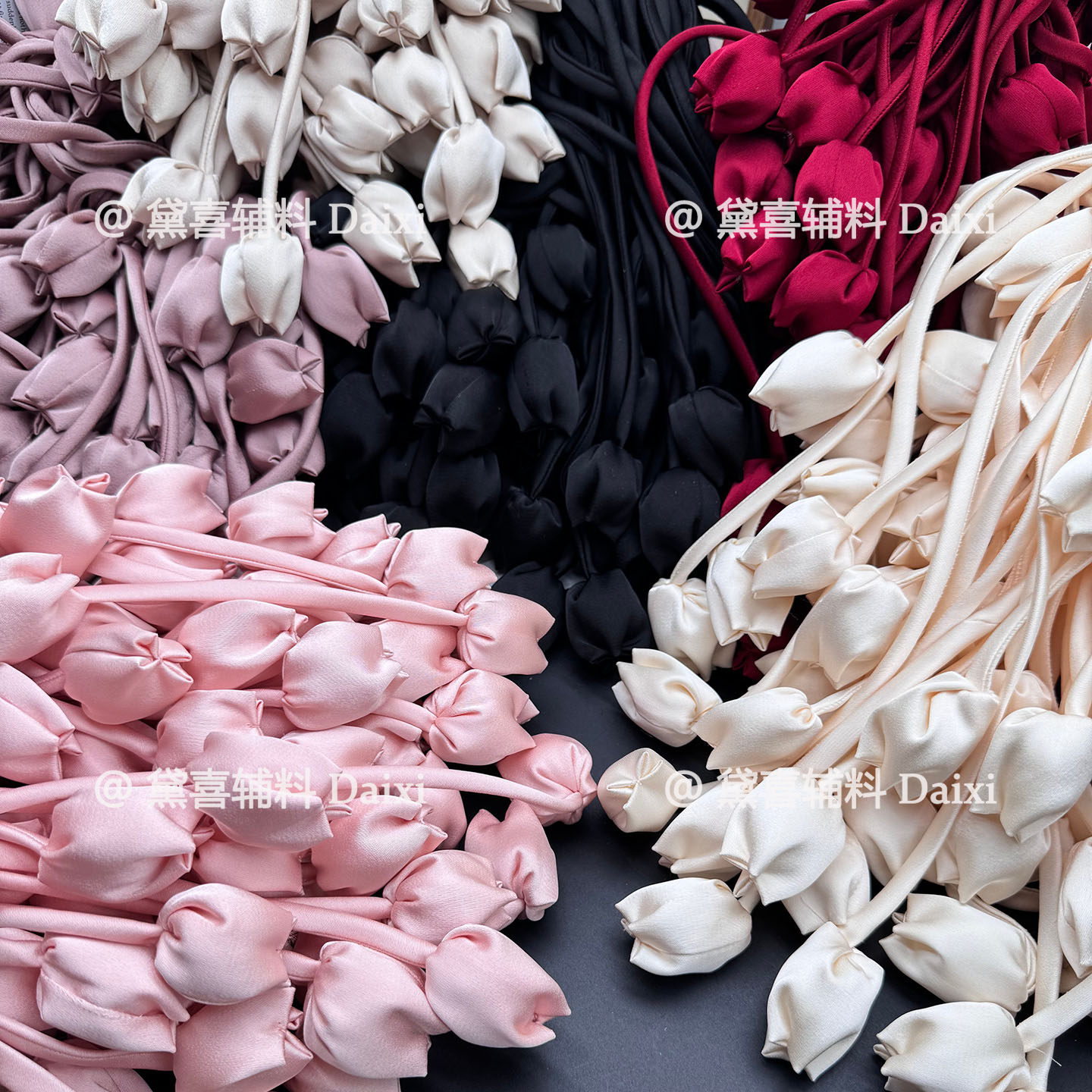 缎面郁金香花苞绑带手工diy发饰窗帘服装鞋帽包鲜花束装饰辅料