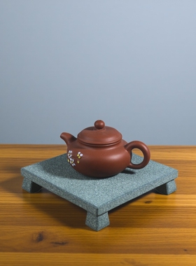 天然青石壶承底座整石雕刻干泡台茶盘玄关禅房办公室茶桌装饰摆件