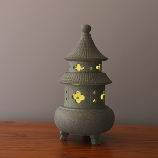 天然青石天坛如意香薰炉禅房书房办公室玄关桌面茶桌家具装饰摆件
