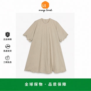 【现货】it orange forest绣花圆领连衣裙圆领A型宽松棉质裙子