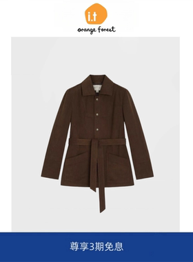 it :orange forest老钱风腰带气质外套棉质磨毛斜纹翻领外套上衣