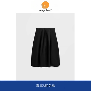 型中长裙黑色春季 orange forest休闲版 百搭花苞裙 新品