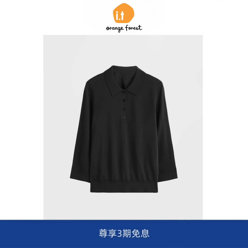 it :orange forest通勤长袖POLO领针织衫女 2025年秋季新款上衣