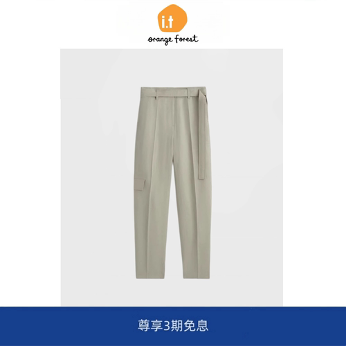 【现货】NOTHING WRITTEN标准版型腰带桶型亚麻长裤米色新品裤子