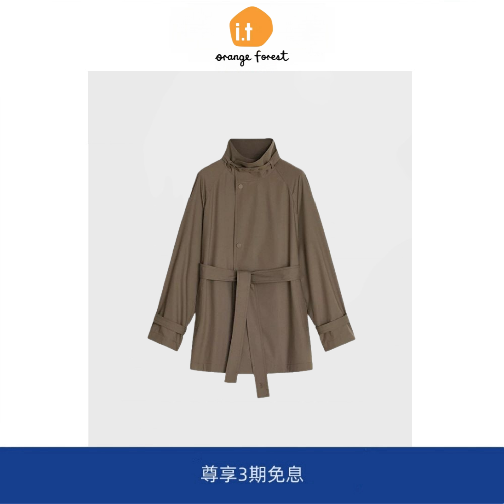 it :orange forest精纺色织短风衣女 2025春季外套上衣附腰带
