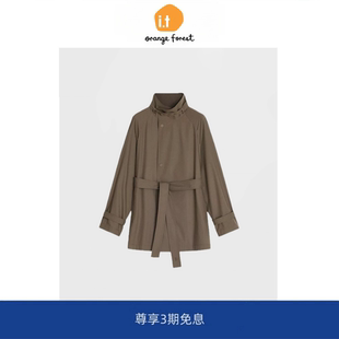 it :orange forest精纺色织短风衣女 2025春季外套上衣附腰带