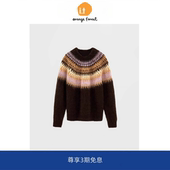 上衣 forest杨采钰费尔岛半高领毛衣氛围感复古针织衫 orange