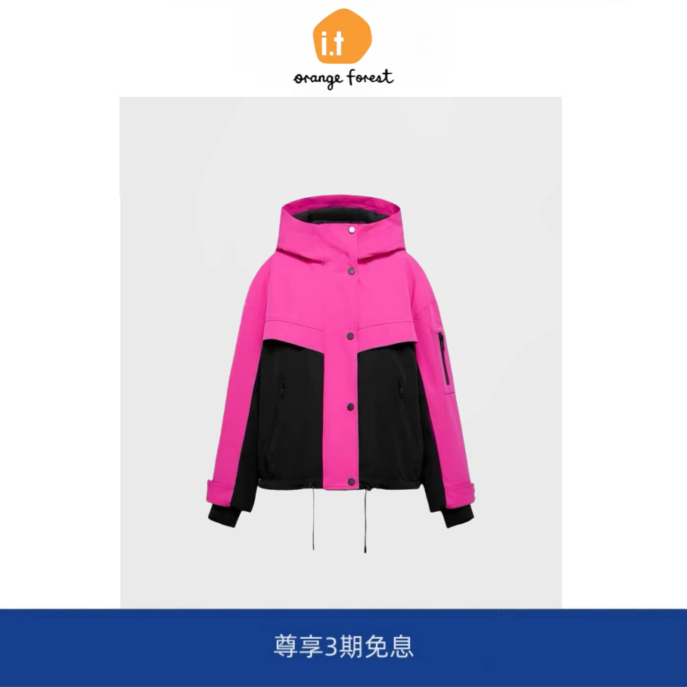 it :orange forest新款工装连帽户外保暖连帽机能短款羽绒外套女