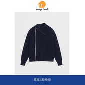 女高领拉链宽松加厚针织毛衣外套 forest针织拉链开衫 orange