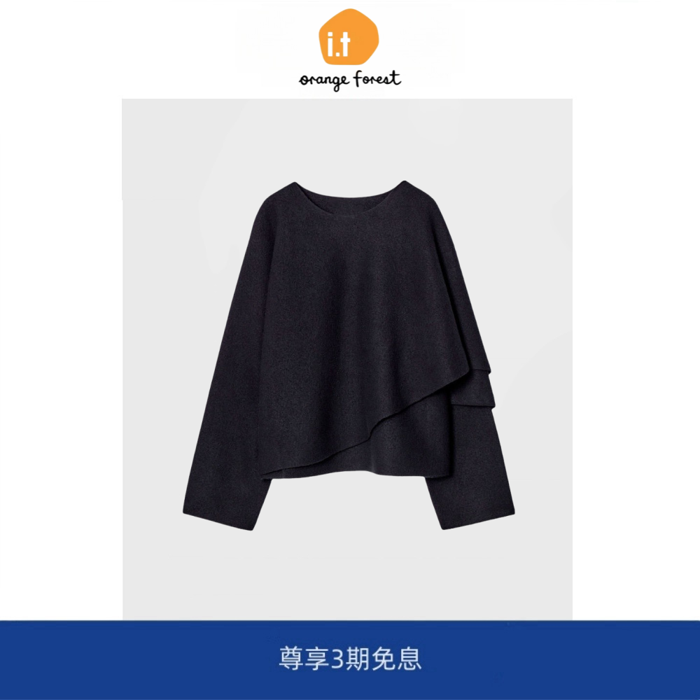 it :orange forest围巾细节羊毛斗篷式毛衣毛呢上衣 2024冬季新品