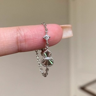 高级感指环批发 未来感迷你镭射葫芦戒指链条可调节指环小众个性