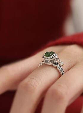 新中式六字真言葫芦开口戒指女