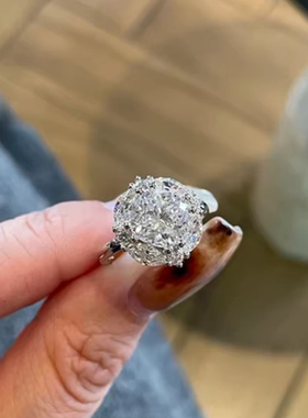 法式爆闪仿莫桑鸽子蛋可调戒指