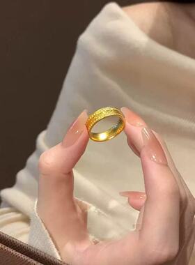 小红书同款古法金色镌刻戒指ins