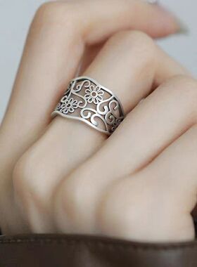简约民族花纹镂空祥云复古戒指