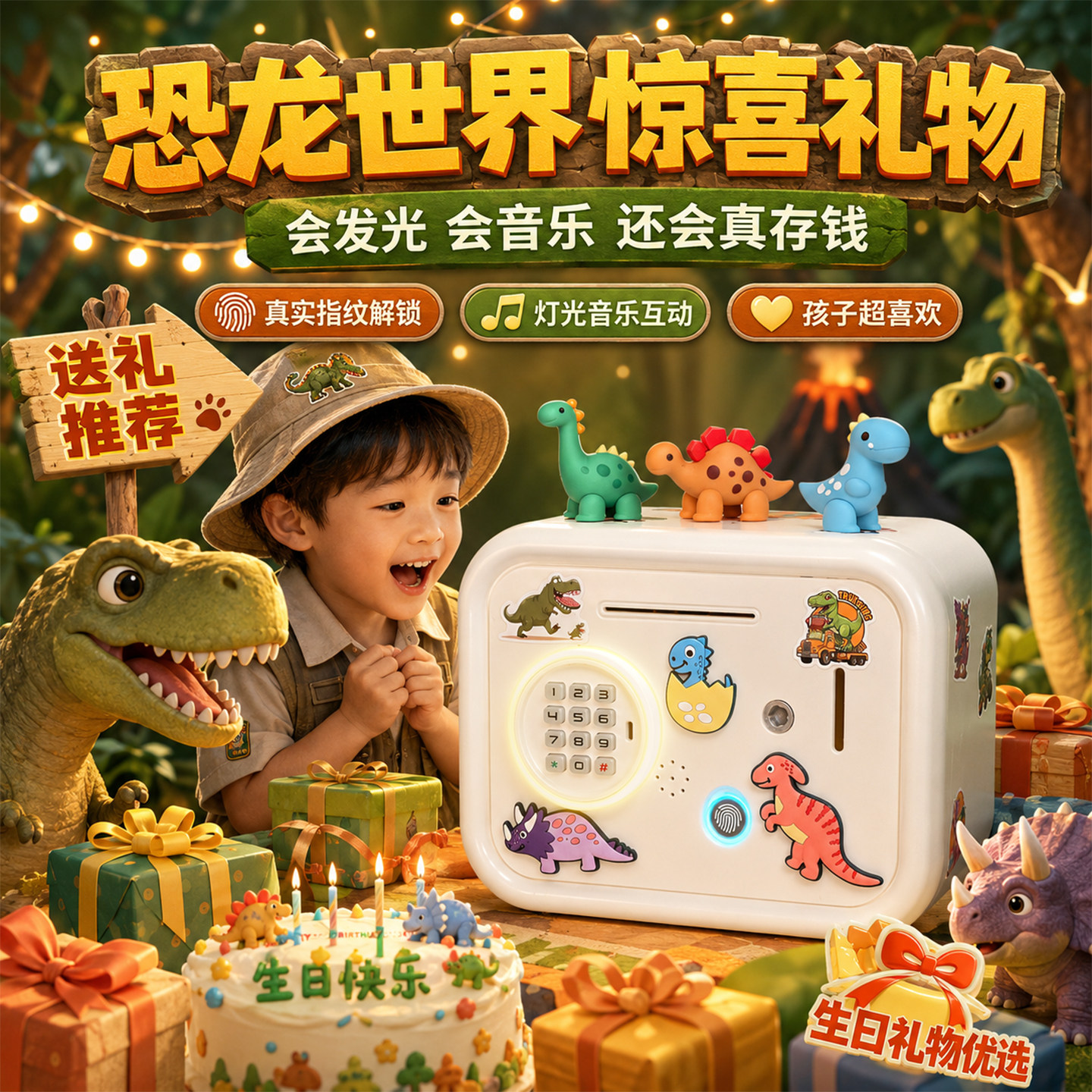 小恐龙玩具高颜值存钱罐生日礼物