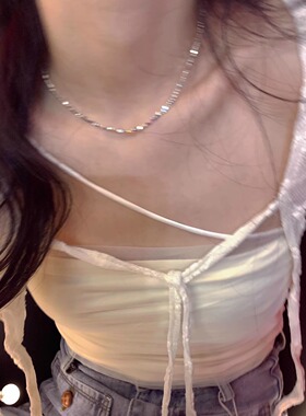 爆款小米珠素圈碎银项链女冷淡风