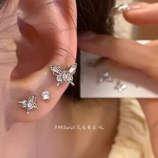 6件套~蝴蝶耳钉女款小巧气质高级感耳饰2025年新款爆款冷淡风耳环