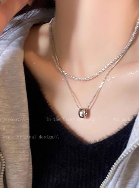 双层波光粼粼豆豆卫衣链配饰项链