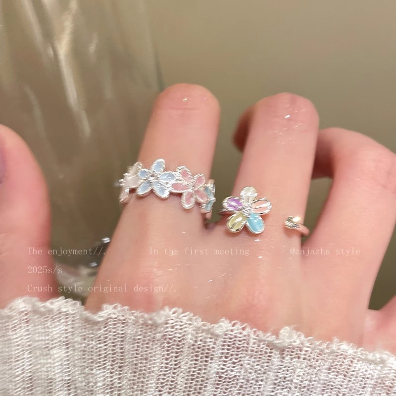 多巴胺花朵戒指少女甜美ins小众