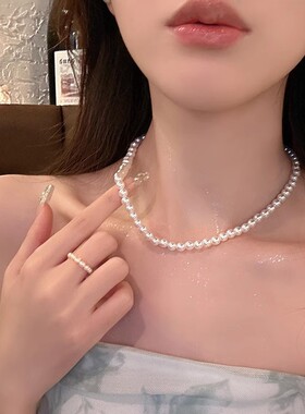 法式赫本风珍珠项链高级感小众女