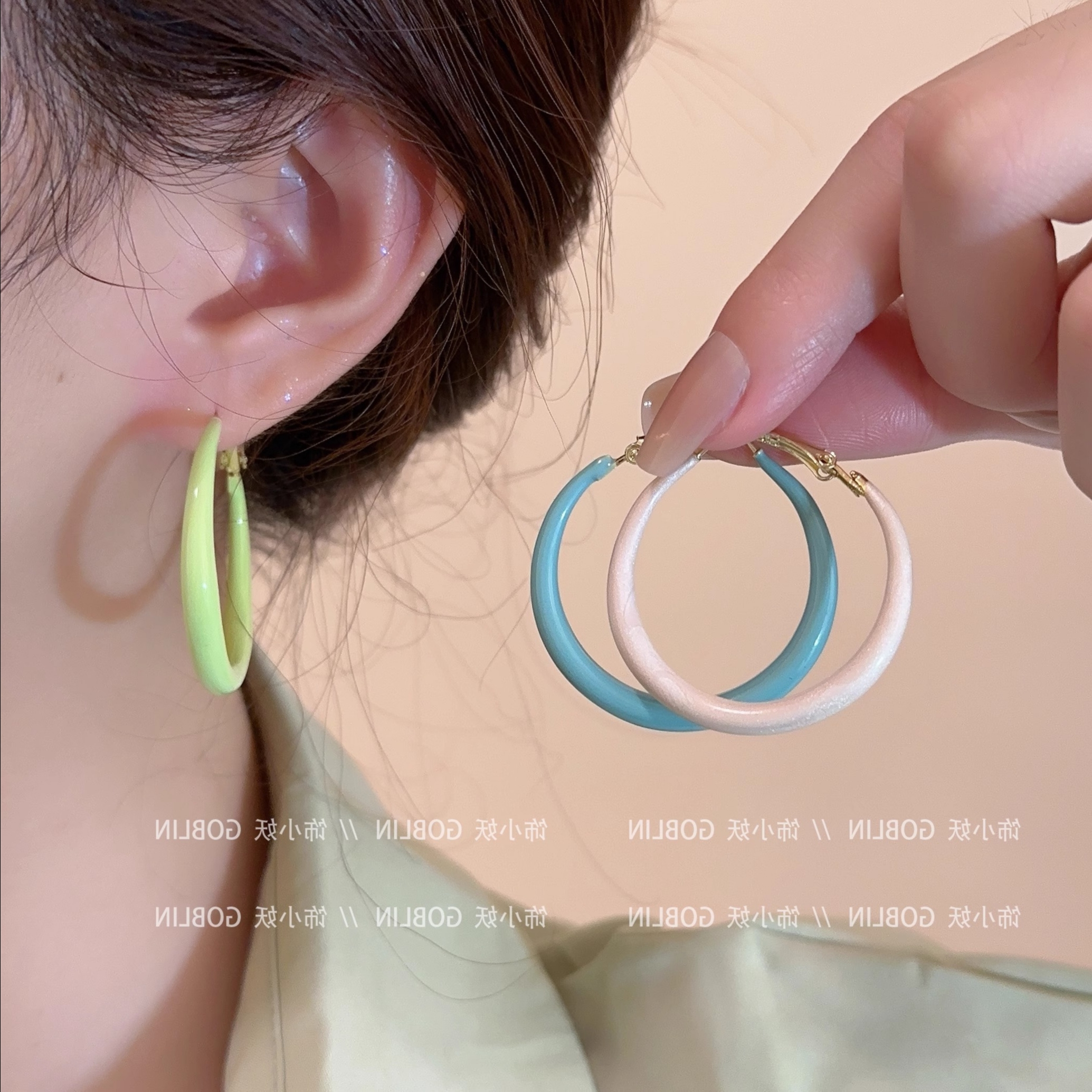 滴釉素圈纯色耳圈2025年新款