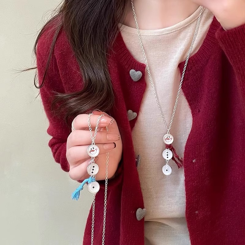 圣诞节可爱小雪人项链女百搭颈链