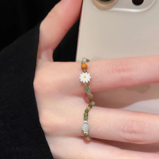 新中式碧玺小雏菊串珠戒指女2025新款轻奢高级感指戒小众设计指环