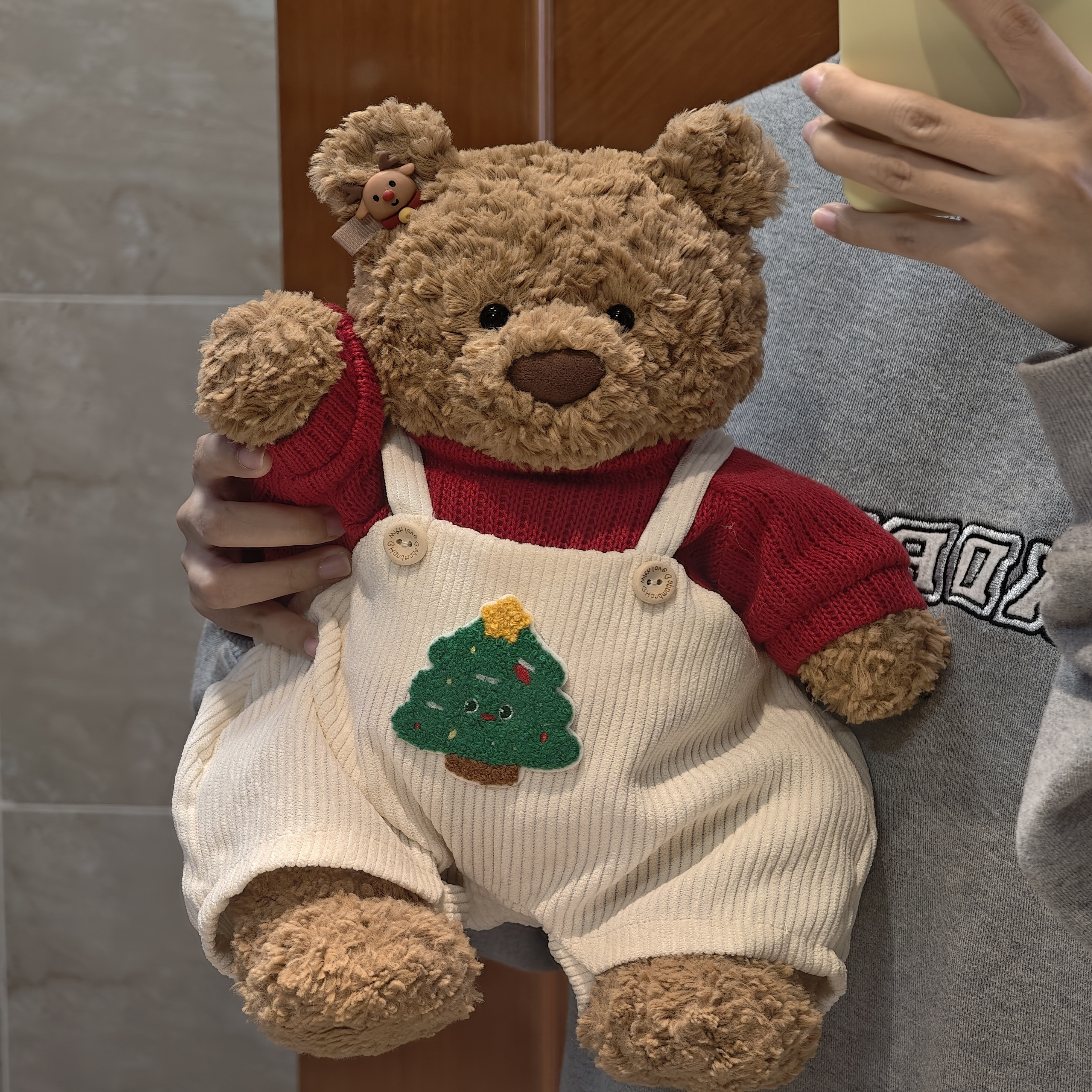 巴塞罗熊圣诞衣服条绒毛衣