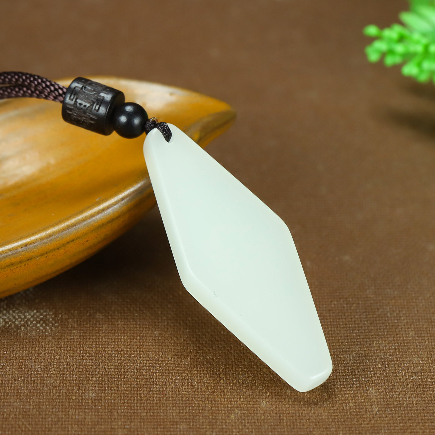 新疆和田玉白玉无事牌吊坠男女款白玉双面水滴挂件玉石项链毛衣链