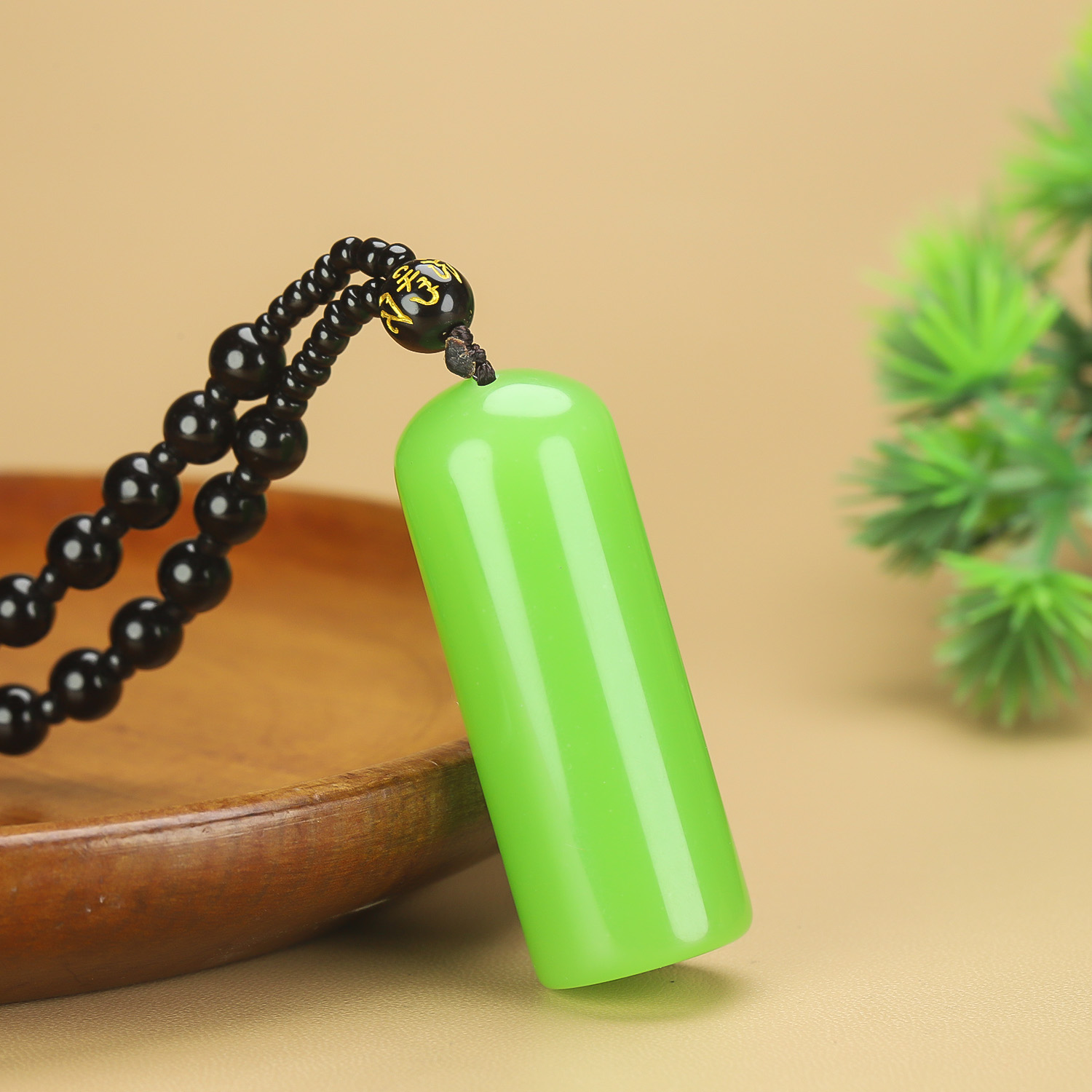 新疆和田玉湖水绿圆柱玉坠苹果绿原石柱子吊坠转运珠挂件玉佩挂坠