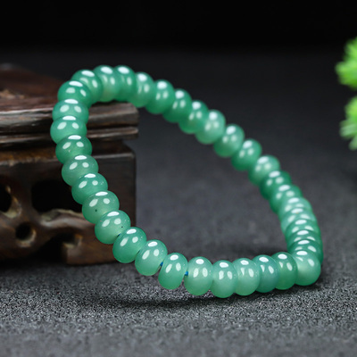 新疆和田玉鸭蛋青手串老型珠手链且末蓝算盘珠手链苹果珠手串珠子