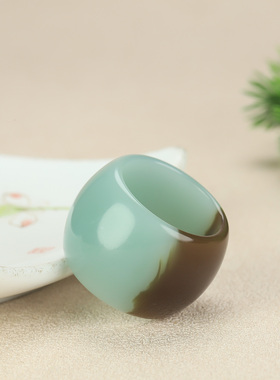 新疆和田玉且末糖扳指男大拇指指环文玩扳指玉石指环光面素圈戒指