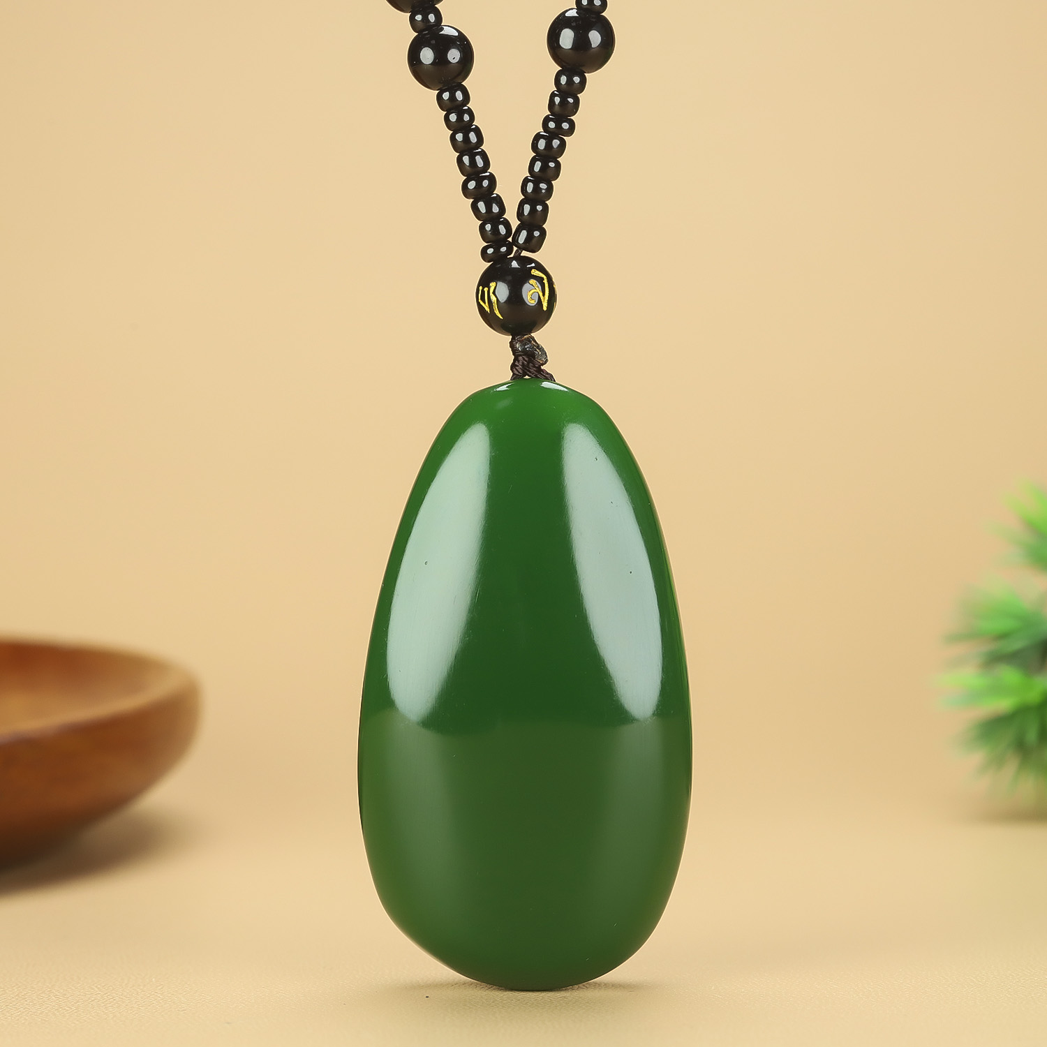 新疆和田玉碧玉原石吊坠天然菠菜绿原石挂件籽料原石把件项链玉佩