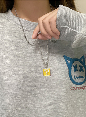 马里奥问号项链ins潮土酷卫衣