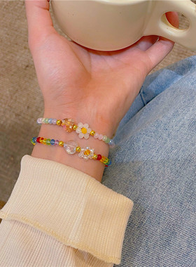 春夏串珠花朵手链手环