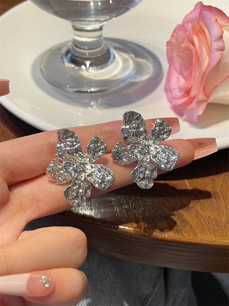 金属花朵耳钉耳夹无耳洞