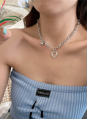 小众设计感桃心土酷风锁骨链