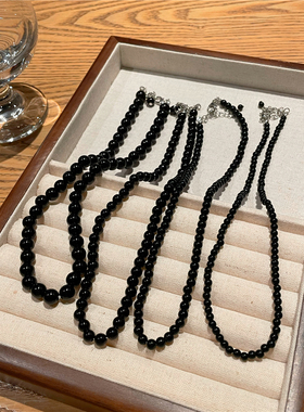 黑色珍珠项链小众设计卫衣链